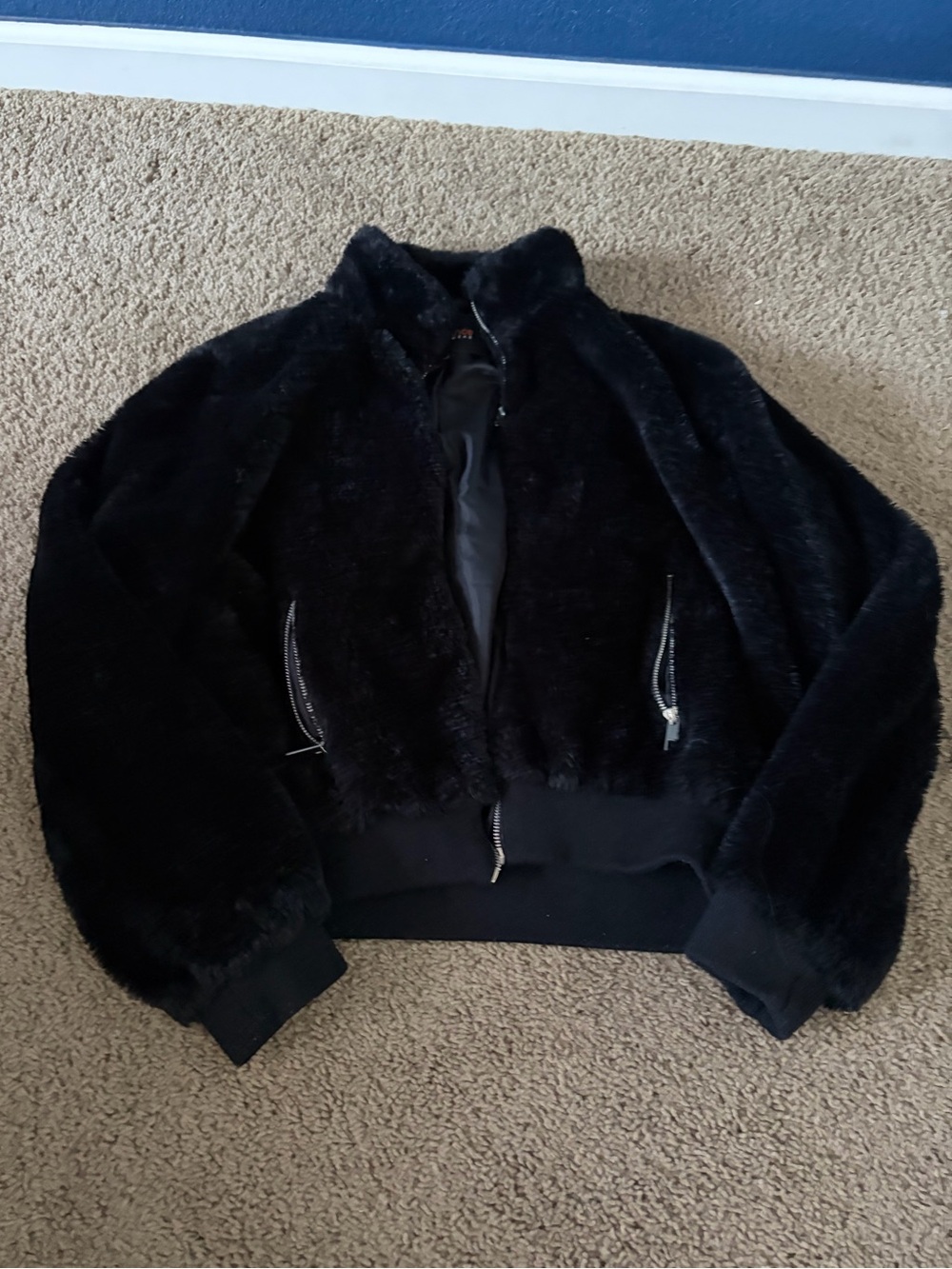 Ambiance Black Teddy Bomber Jacket